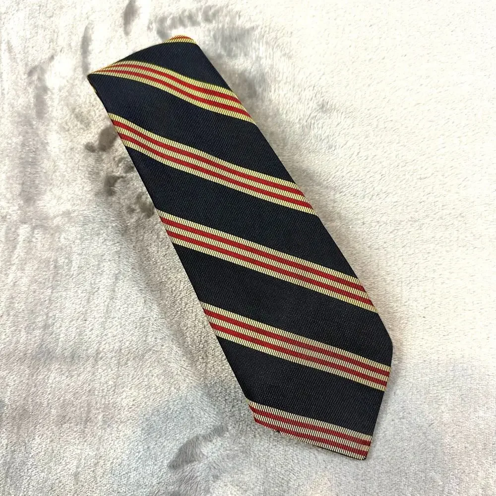 Vintage Diagonal Stripe Anderson Little Tie Black Gold Red Preppy Collegiate